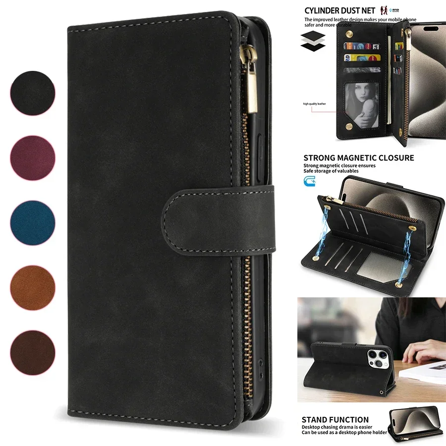 Tech Accessories Iphone - Wallet Multi-card Zipper Kickstand Magnetic Flip
