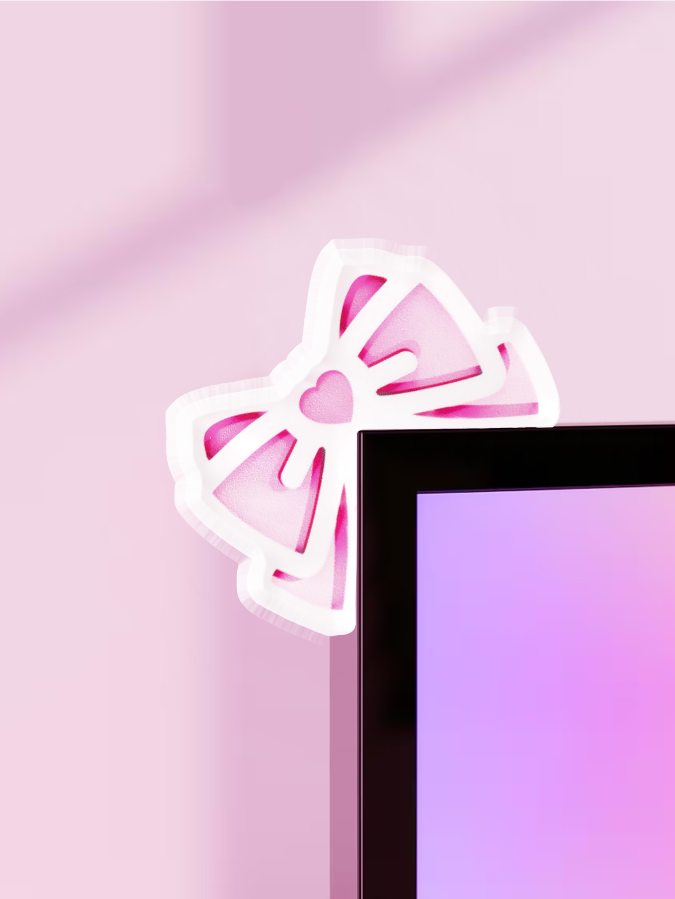 Tech Accessories Desk - Kawaii Bow Monitor Decor Pink Acrylic