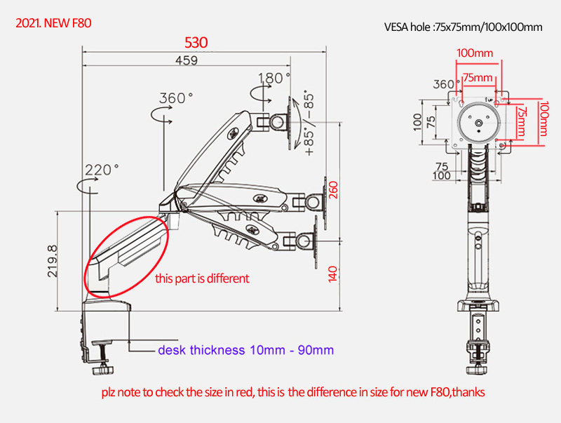 NEW NB F80 17-30' Desktop LED  - огляд і ціна Monitor Arm Single
